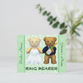 Ringdrager Teddyberen Appelgroene Trouwkaart Kaart (Staand voorkant)