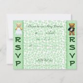 Ringdrager Teddyberen Appelgroene Trouwkaart Kaart (Achterkant)