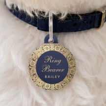 Ringdrager Trouwdag Vintage Goud Rozen Marineblauw