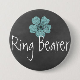 Ringdrager Wild Blauwgroen Rozen Krijtbord Ronde Button 7,6 Cm