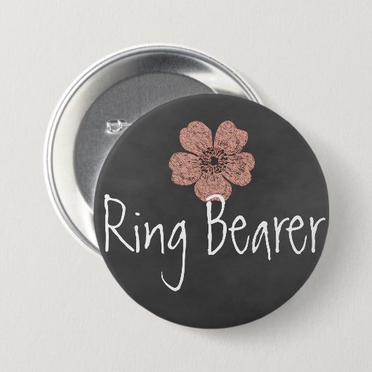 Ringdrager Wild Peach Rozen Krijtbord Ronde Button 7,6 Cm (Voorkant /achterkant)