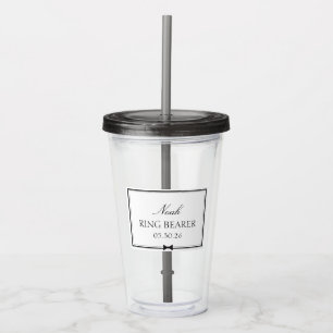 Ringdrager Zwart & Wit Bowtie Huwelijk Kinder Acryl Drinkbeker
