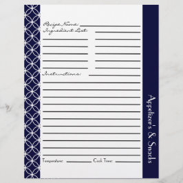 Ringed diamant Recipe inserts - marineblauw wit