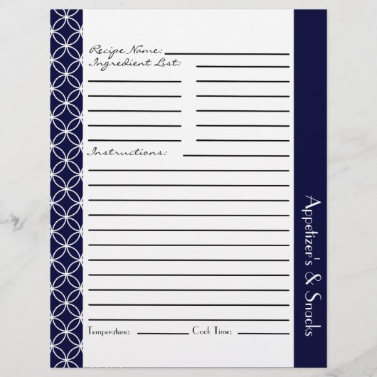 Ringed diamant Recipe inserts - marineblauw wit (Voorkant)