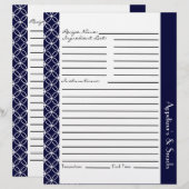 Ringed diamant Recipe inserts - marineblauw wit (Voorkant / Achterkant)