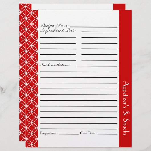 Ringed diamant Recipe inserts - Red White (Voorkant / Achterkant)