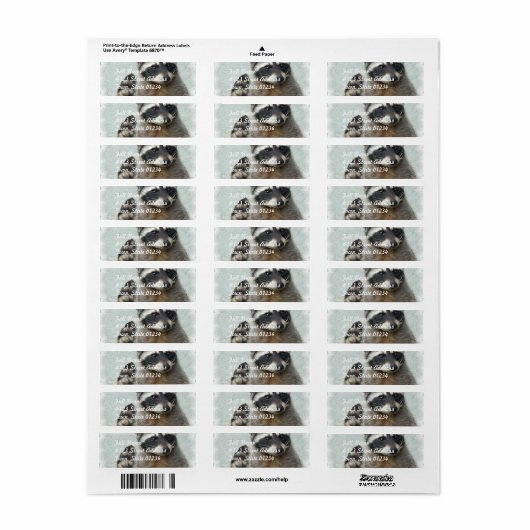 Ringed Raccoon Mailing Labels (Full Sheet)