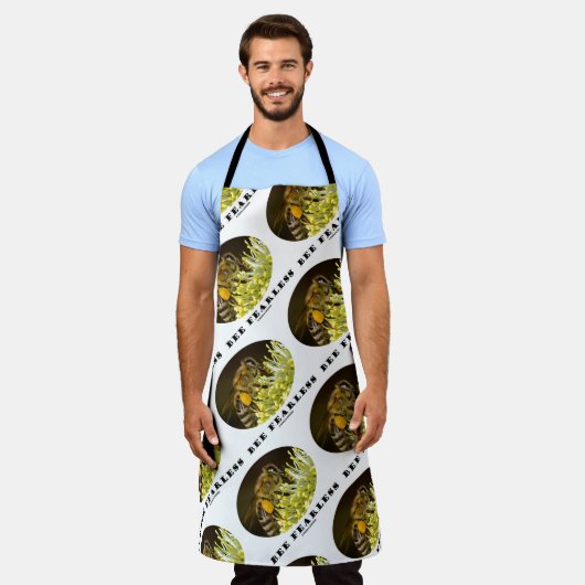 Ringeloze bijen op gele bloem schort (Gedragen)