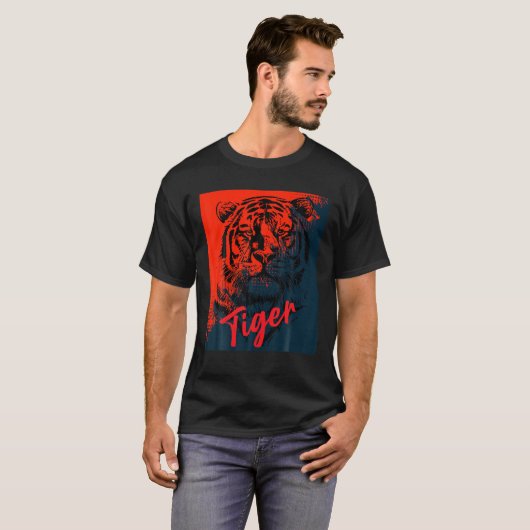 Ringeloze tijger Oog Tiger Face Tiger Head Bi T-shirt (Voorkant volledig)