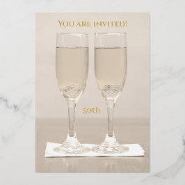 Ringen Champagne Goud 50ste bruiloft Jubileum Folie Uitnodiging