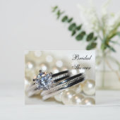 Ringen en de Witte Pearls Bridal Uitnodiging van d (Staand voorkant)