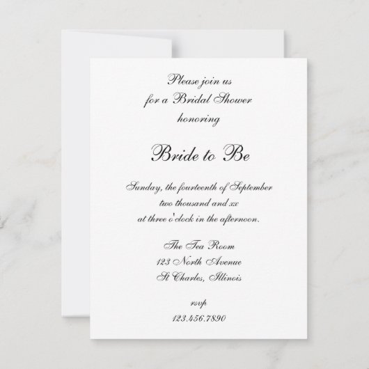 Ringen en de Witte Pearls Bridal Uitnodiging van d (Achterkant)