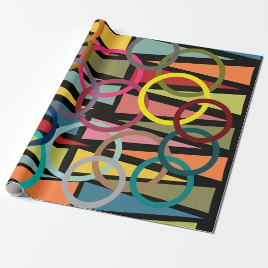 Ringen en driehoeken cadeaupapier (Uitgerold)