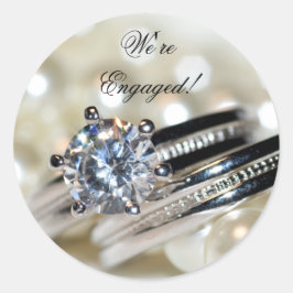 Ringen en witte paaltjes Verloving Envelopzegels Ronde Sticker