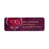 Ringen in bruiloft wijnglas etiket (Voorkant)