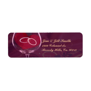 Ringen in bruiloft wijnglas etiket