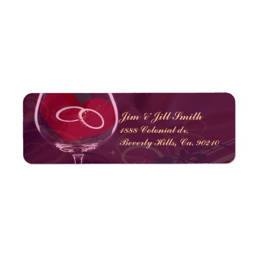 Ringen in bruiloft wijnglas etiket (Voorkant)