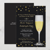 Ringen in Champagne Glass Gold Glitter Bachelorett Kaart (Voorkant / Achterkant)