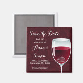 Ringen in Wijnglas Bruiloft Save the Date Magneet (Voorkant / Achterkant)