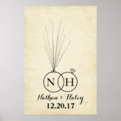 Ringen Initieel Ballon Duimafdruk Trouw Gastboek Poster (Voorkant)