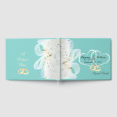 Ringen Kant en Parels Aqua Blue Wedding Gastenboek (Volledig)