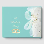 Ringen Kant en Parels Aqua Blue Wedding Gastenboek (Achterkant)