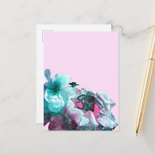 ringen met witte rozenbladen aankondigingskaart (Voorkant / Achterkant in situ)