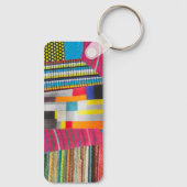 ringen stof en stippen mini collage sleutelhanger (Achterkant)