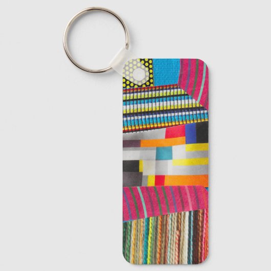 ringen stof en stippen mini collage sleutelhanger (Voorkant)