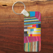 ringen stof en stippen mini collage sleutelhanger (Voorkant)
