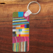 ringen stof en stippen mini collage sleutelhanger (Achterkant)