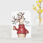 Ringende rendieren in de feestdag kaart (Gele Bloem)