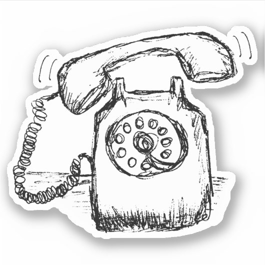 Ringende telefoonschets sticker (Voorkant)