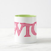 Ringer Coffee Mok, Welsh Cwtch, Red Check Gingham Mok (Midden)