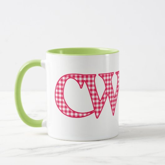 Ringer Coffee Mok, Welsh Cwtch, Red Check Gingham Mok (Links)