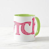 Ringer Coffee Mok, Welsh Cwtch, Red Check Gingham Mok (Voorkant rechts)