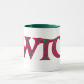 Ringer Coffee Mok Welsh Cwtch: Red Green Geometric (Midden)