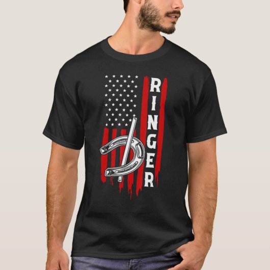 Ringer Hoefijzer American Flag T-shirt (Voorkant)