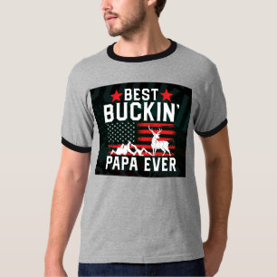 Ringer zwart en wit beste buckin papa ooit t-shirt