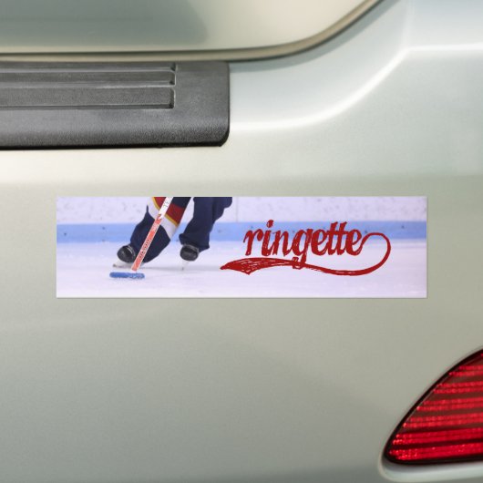 Ringette Bumpersticker (rood schrijven) (Op auto)