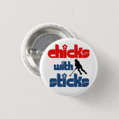 Ringette Button - "Chicks with Sticks" (Voorkant /achterkant)