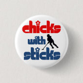 Ringette Button - "Chicks with Sticks" (Voorkant)