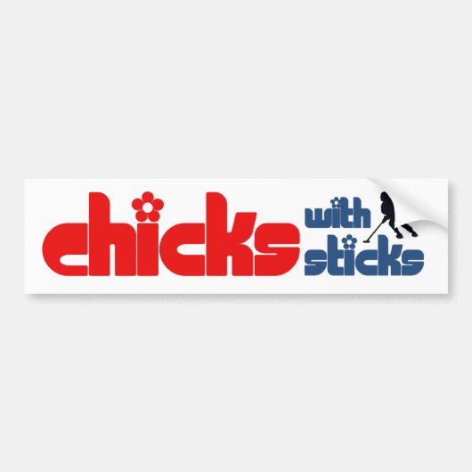 Ringette "Chicken with Sticks" Bumperstickers (Voorkant)