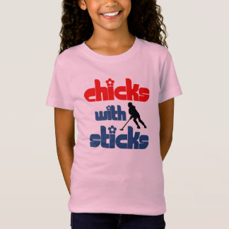 Ringette "Chicks with Sticks" Girls Ringer T-Shirt