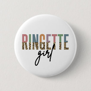 Ringette Girl Cheetah Print Ringette speler Ronde Button 5,7 Cm