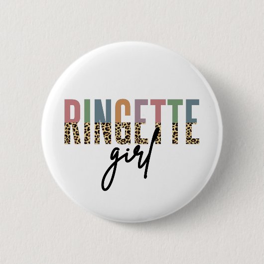 Ringette Girl Cheetah Print | Ringette speler Ronde Button 5,7 Cm (Voorkant)