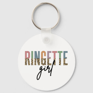 Ringette Girl Cheetah Print Ringette speler Sleutelhanger