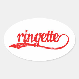 Ringette Ovale Stickers - Rood cursief