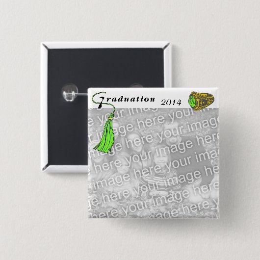 Ringgr. afstuderen vierkante button 5,1 cm (Voorkant /achterkant)