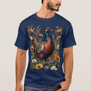 Ringhalsfazant tussen weidebloemen t-shirt